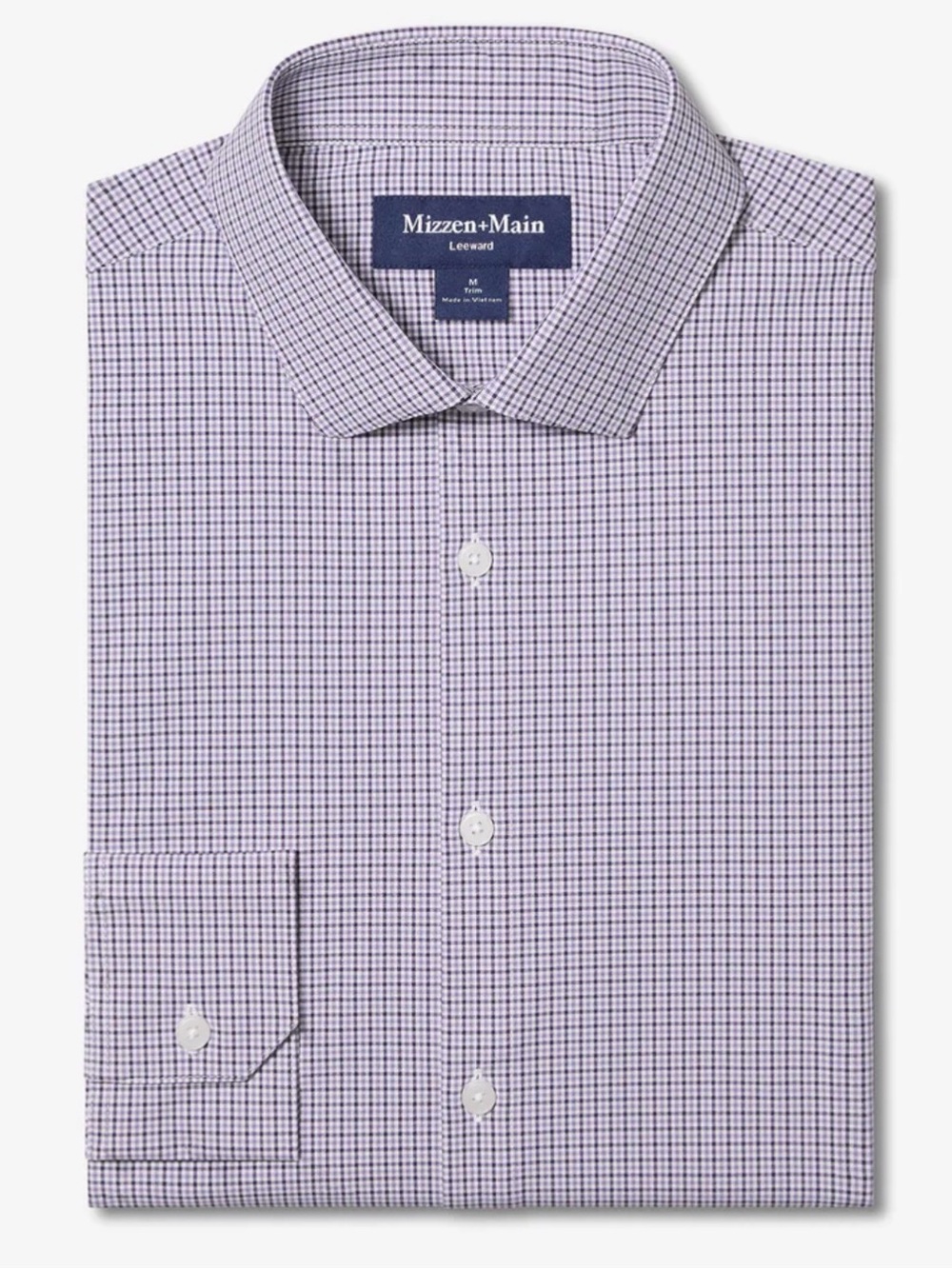 Mizzen Main Leeward Purple Dusk Sam Plaid Long Sleeve Dress Shirt